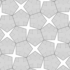 Wall Mural - Vector black line geometric seamless pattern of modern pentagon cover. White background.