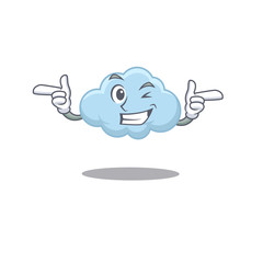 Wall Mural - Cartoon design concept of blue cloud with funny wink eye