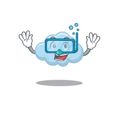 Wall Mural - Blue cloud mascot design concept wearing diving glasses