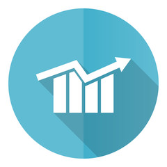 Fototapete - Graph blue round flat design vector icon isolated on white background, arrow, growth, business illustration in eps 10