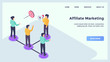 © MGhozi - affiliate marketing concept for website template landing homepage with modern isometric flat