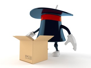 Poster - Magic hat character with open cardboard box