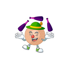 Poster - mascot cartoon style of rounded bandage playing Juggling on stage