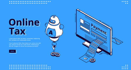 Wall Mural - online tax banner. digital payment concept. vector landing page of electronic finance, digital trans