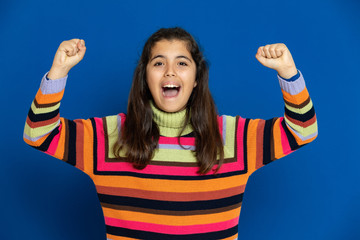 Canvas Print - Preteen girl with striped jersey