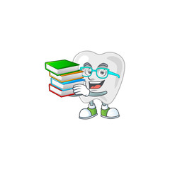 Canvas Print - A mascot design of teeth student character with book