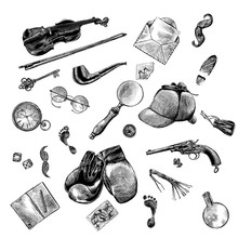 Sherlock Holmes, England, Scrapbooking, Background, Engraving, Illustration, Ink, Pen