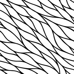 Wall Mural - Background with wavy stripes. Monochrome geometric abstract design. Seamless pattern. Background with twisted elements. Black and white backdrop. Repeating simple linear waves. Modern stylish texture