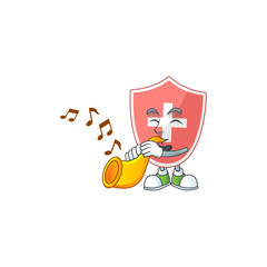 Sticker - A brilliant musician of medical shield cartoon character playing a trumpet