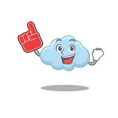 Sticker - Blue cloud presented in cartoon character design with Foam finger