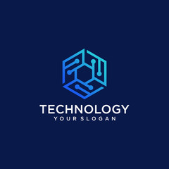 technology logo design vector template