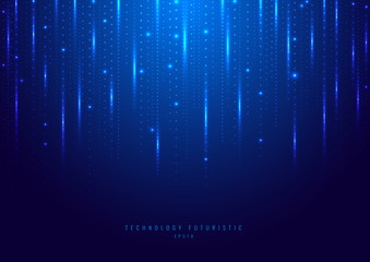 Abstract technology digital futuristic different neon glowing dots particles with lighting on blue background