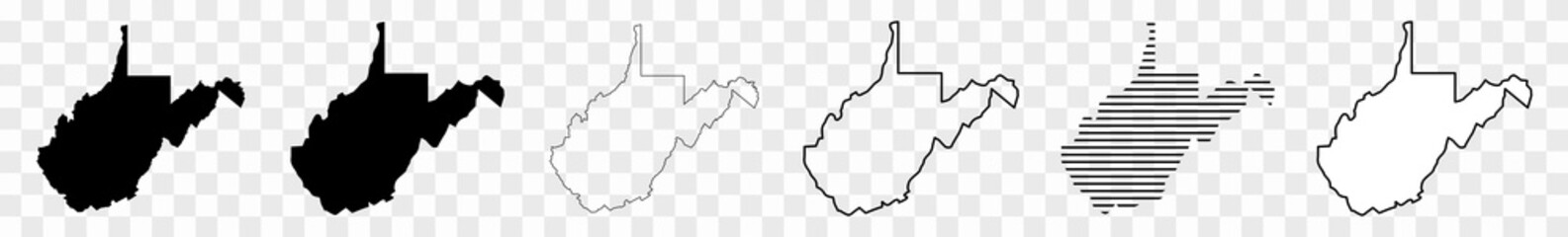 Canvas Print - west virginia map black | state border | united states | us america | transparent isolated | variati