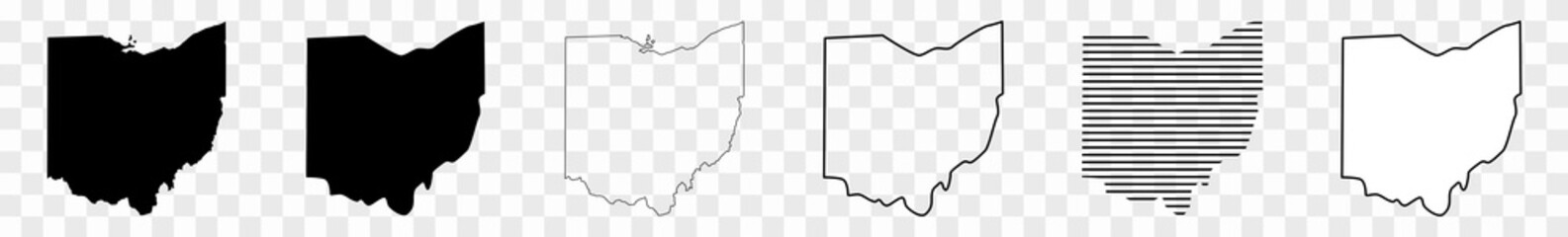 Wall Mural - ohio map black | state border | united states | us america | transparent isolated | variations