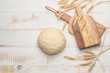 © Pixel-Shot - Fresh wheat dough on white wooden background
