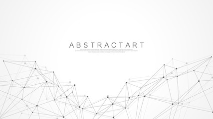 Fototapete - Abstract plexus background with connected lines and dots. Plexus geometric effect. Digital data visualization. Futuristic technology style low-poly element for design. Vector illustration.