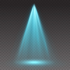 Wall Mural - blue projector effect isolated on transparent background. vector glow stage light ray or bright scen