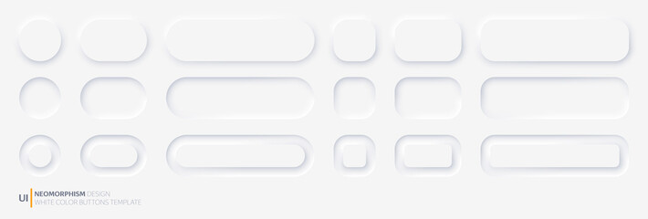 White buttons in Neomorphism design style. Vector illustration EPS 10