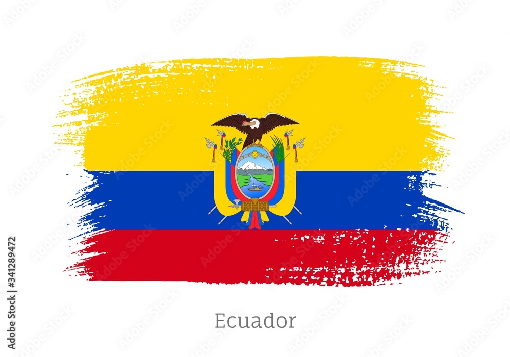 Ecuador Signs Color Ecuador republic official flag in shape of paintbrush stroke ...