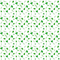 Wall Mural - Organic vegetables vector seamless pattern, healthy garden eco vegetables. Broccoli, arugula, basil. Food white background