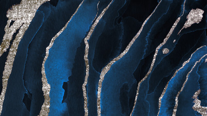 Wall Mural - blue and silver marbled texture