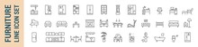 Furniture Vector Isolated Line Icon Set