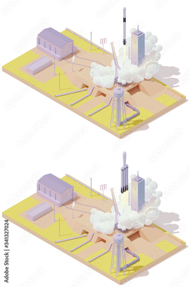 Launch Room Vector Vector isometric space rocket launch complex infographic. Modern ...