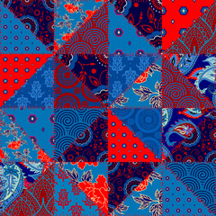 Fototapete - Patchwork textile pattern. Seamless quilting design background.