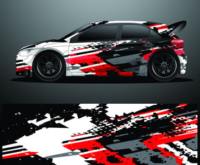 Wall Mural - Rally car decal graphic wrap vector, abstract background