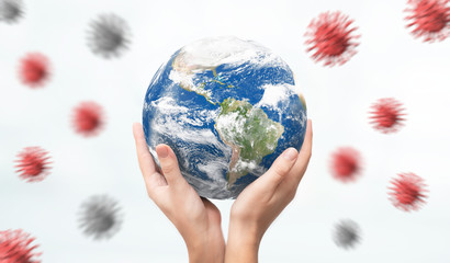 Wall Mural - Viruses around the earth globe, world pandemic