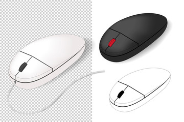 realistic 3d computer mouse mock up set