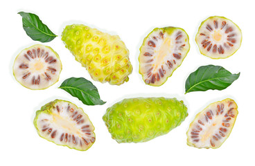 Wall Mural - Noni fruit on white background,Top view