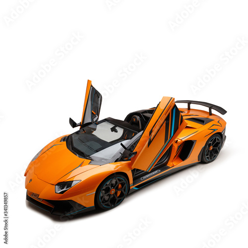 Dubai Uae December 19 19 Open Doors Of Lamborghini Aventador Sv Roadster Lambo Style Novitec Air Kit And Wheels Collection Car Cabrio Custom Model Super Car Stock Photo Adobe Stock