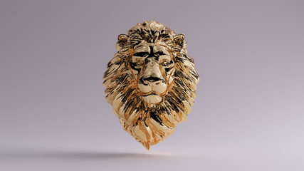 Wall Mural - Shiny Gold Lion Bust Sculpture 3d illustration 3d render