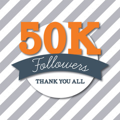 Wall Mural - 50K followers. Thank you all. Social media subscribers banner
