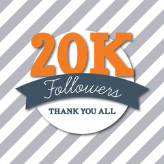 Wall Mural - 20K followers. Thank you all. Social media subscribers banner