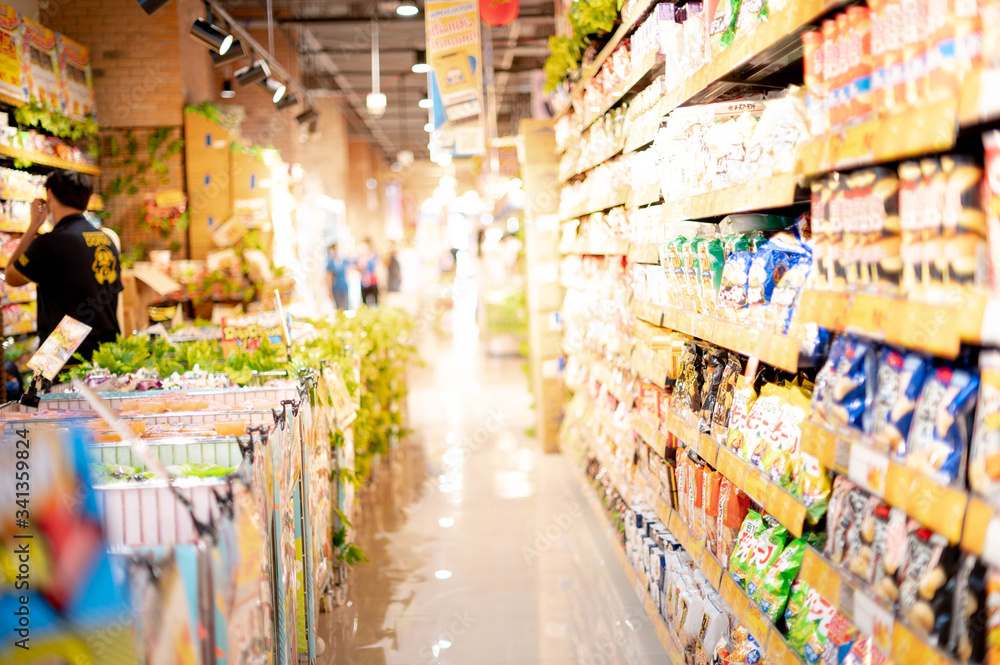 Full food at Shelves in a Supermarket prepare due to people panicking and hoarding groceries in fear of the CoronaVirus Outbreak.