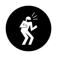 Poster - human figure sneezing using face mask pictogram block style