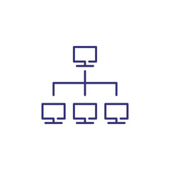 computer network line icon. monitors in flow chart. information technology concept. can be used for 