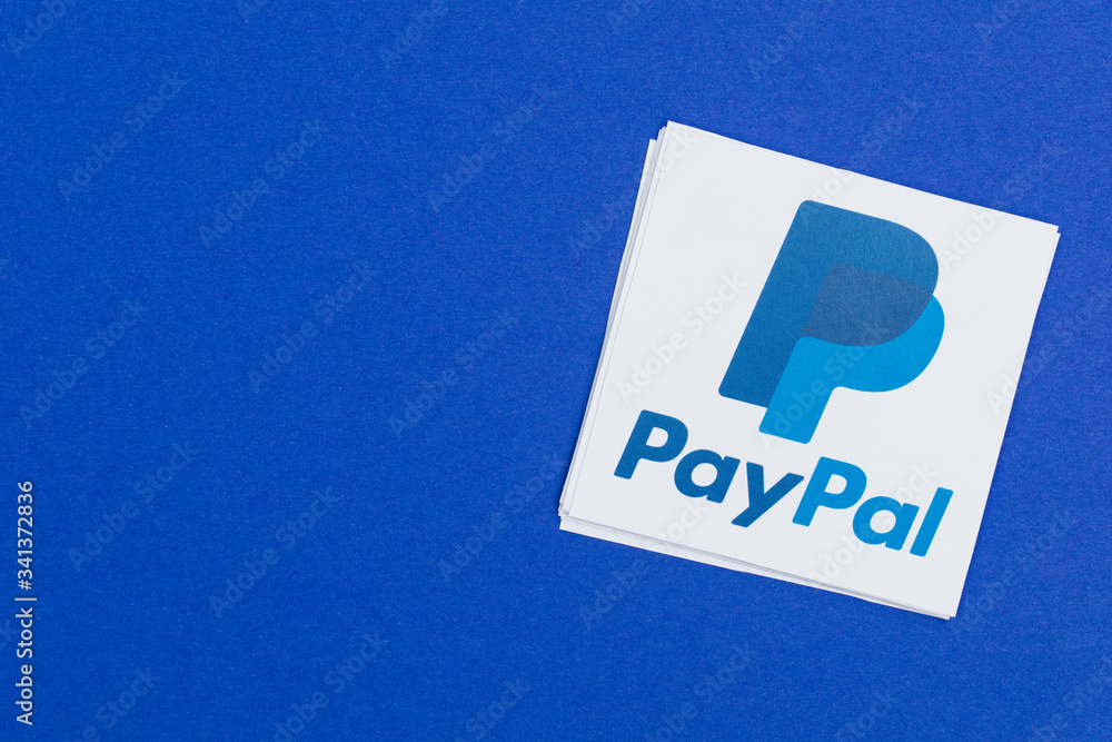 OXFORD, UK - JAN 31 2017: Paypal money transfer company logo printed on paper