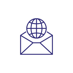 International mail line icon. Globe, world, envelope, letter. Communication concept. Can be used for topics like networking, post service, app design