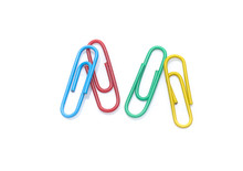 Color Paperclips On A White Background