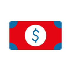 Sticker - Isolated bill with dollar symbol flat style icon vector design