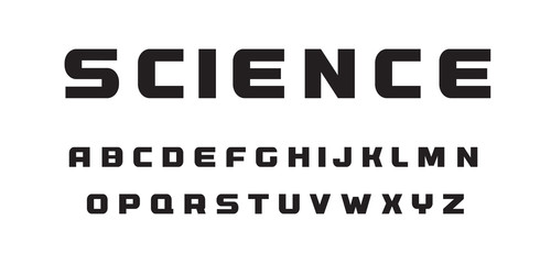 Leinwandbilder - Science technology letters. Black wide geometrical simple style alphabet. Font for web, sport, digital. Vector typography design.