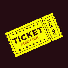 Ticket Icon Vector Illustration In The Flat Style. Ticket Stub Isolated On A Background. Retro Cinema Or Movie Tickets.