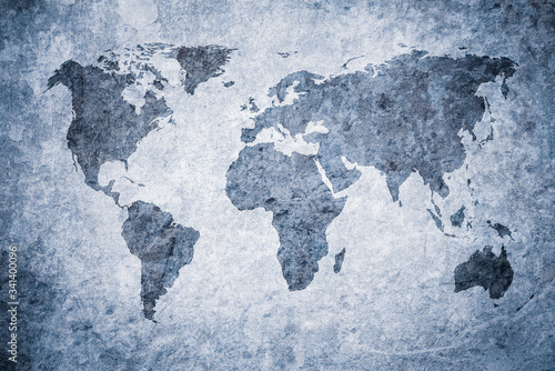 Tela grunge map of the world