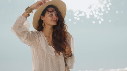 Wall Mural - Woman Resting on the Beach During Vacation