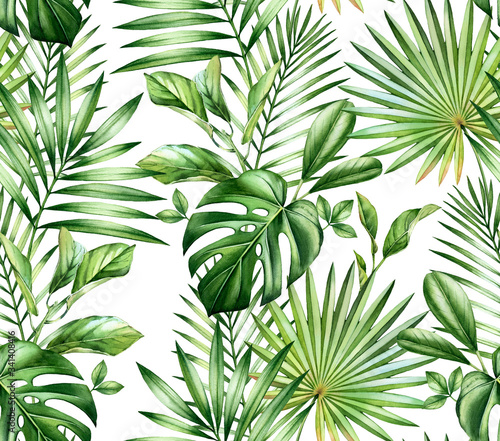 Fotomural Watercolor tropical seamless pattern