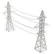 © newb1 - Power transmission tower high voltage pylon. 3d render illustration isolated on white background.