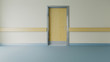 epmty hospital corridor and room door realistic 3D rendering